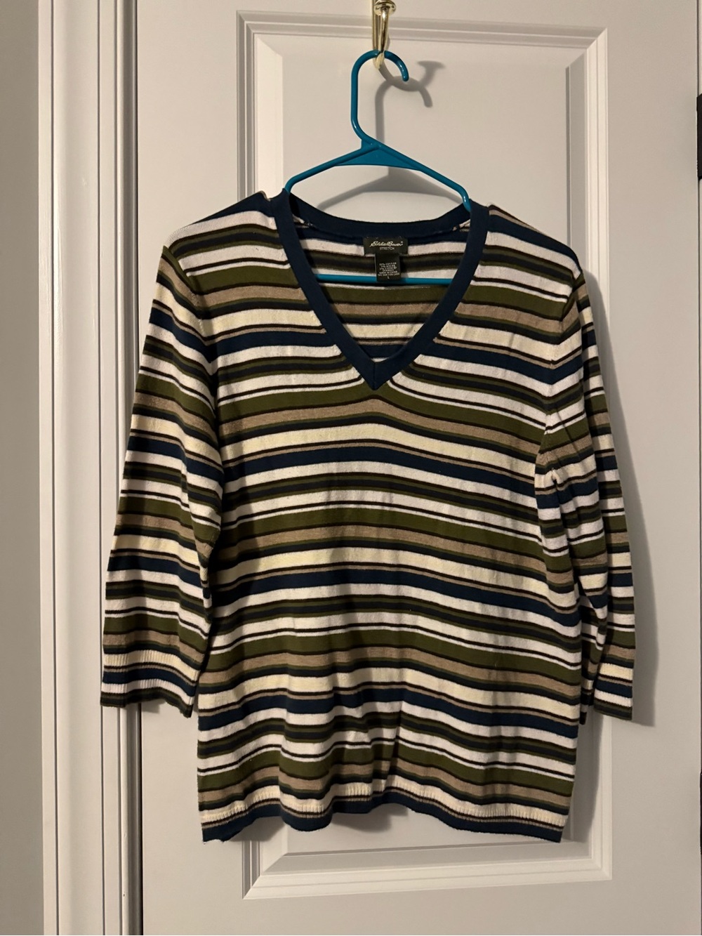 Vintage Eddie Bauer Striped V-Neck Knit Top